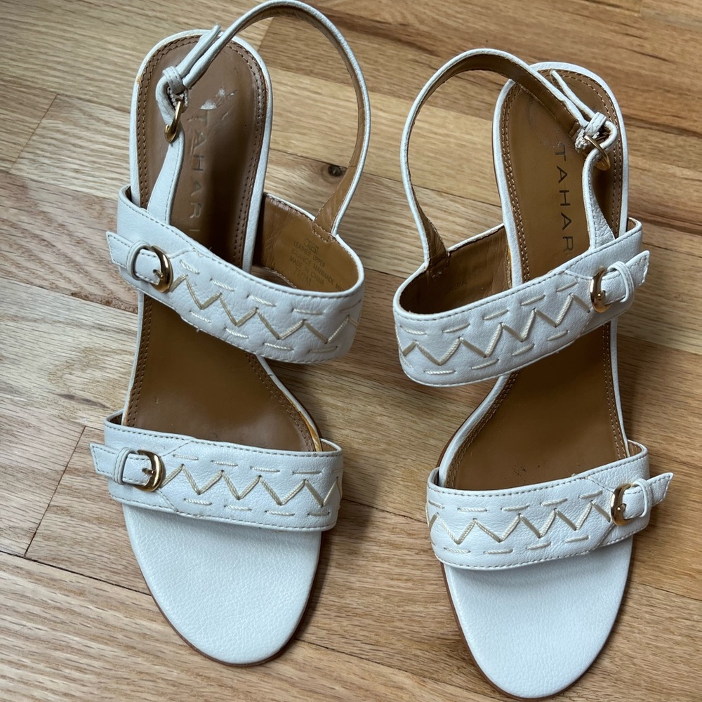 Tahari women’s white heeled dress sandals